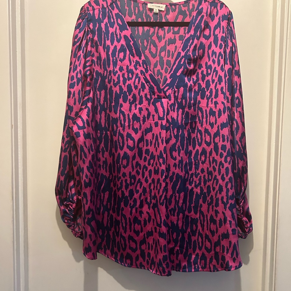 Eesome Pink and Blue Leopard Print Blouse